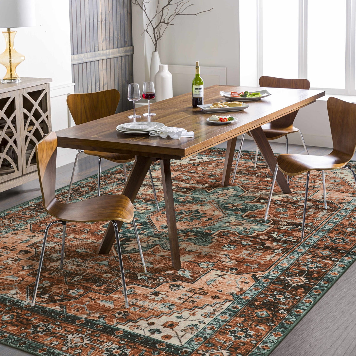 Helene Washable Ultra-Thin Vintage Floral Rug Clearance Rugs Lahome