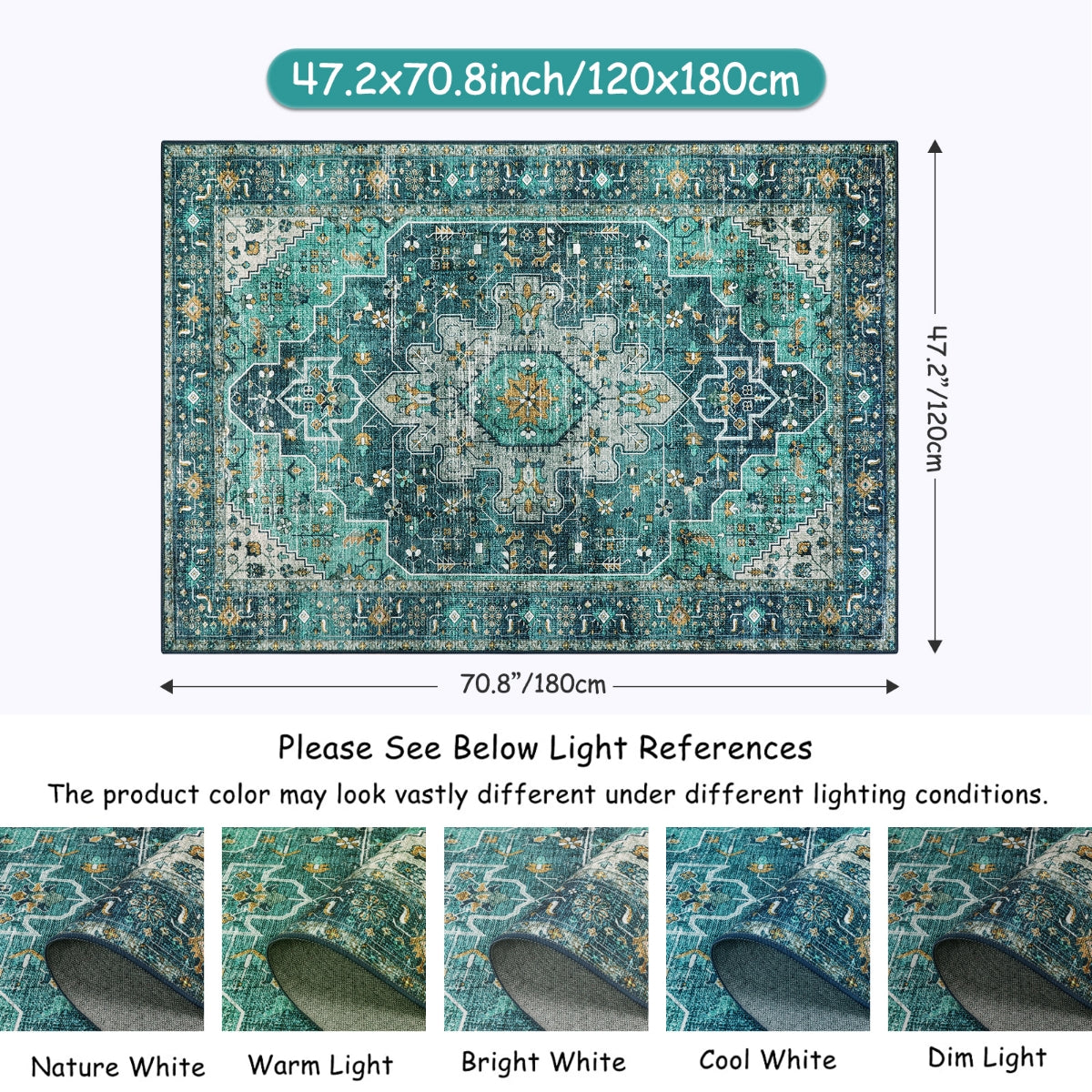 Ultra-Thin Washable Vintage Area Rug