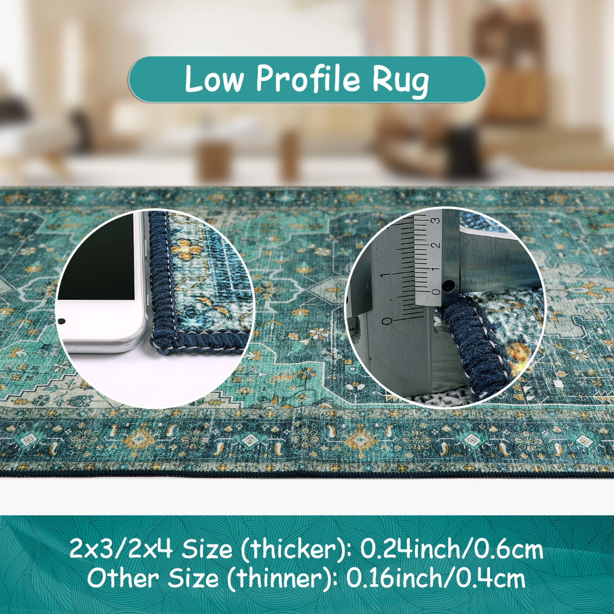 Ultra-Thin Washable Vintage Area Rug