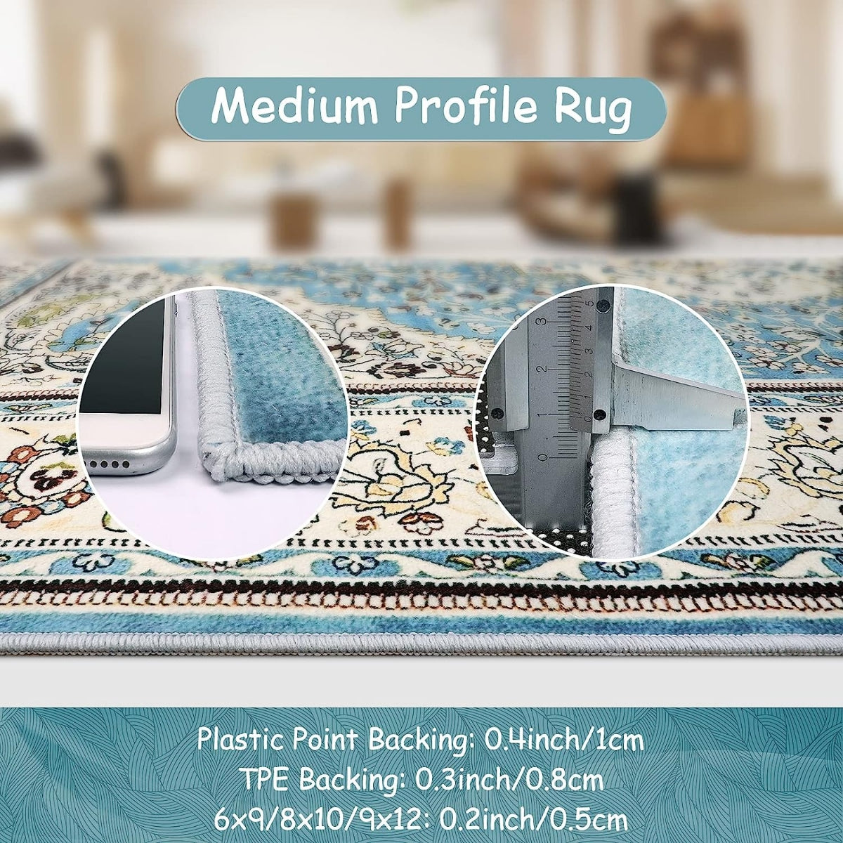 Agnes Washable Boho Floral Medallion Light Blue Rug Clearance Rugs Lahome