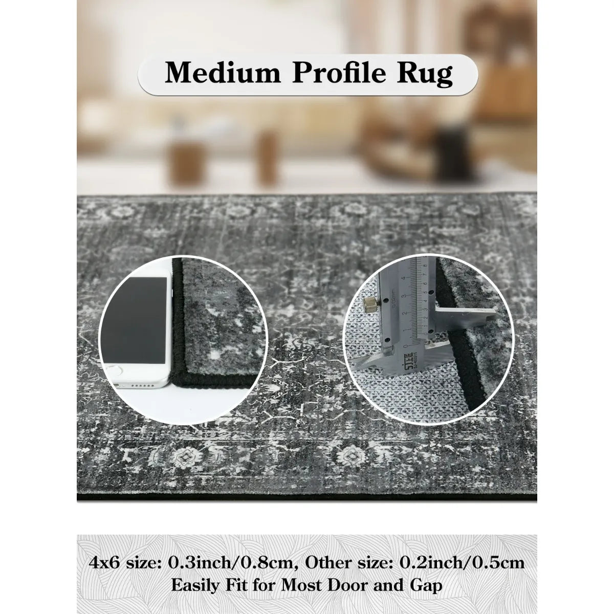 Margot Washable Vintage Distressed Black/Grey Rug Area Rugs Lahome