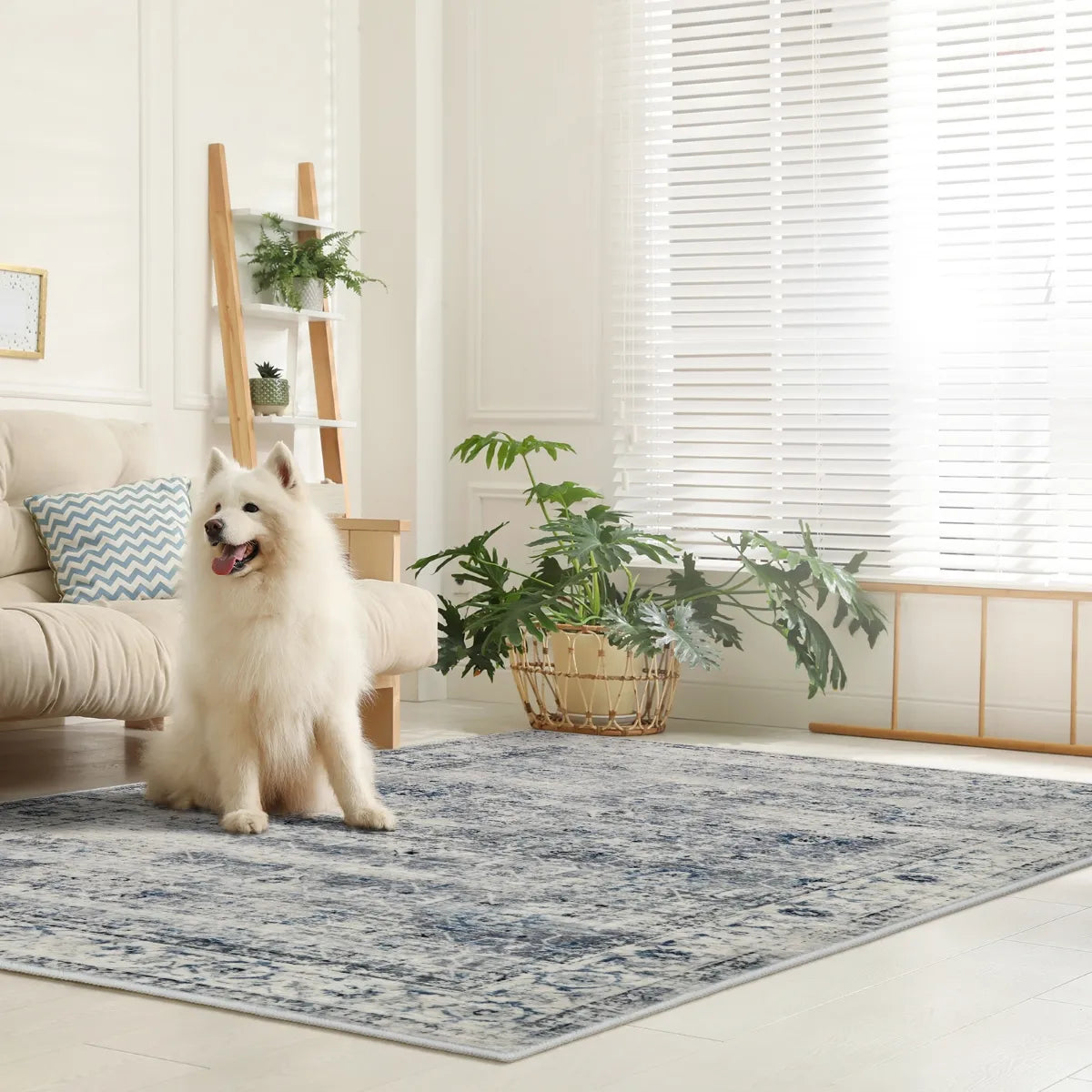 Margot Washable Vintage Distressed Grey/Blue Rug Clearance Rugs Lahome