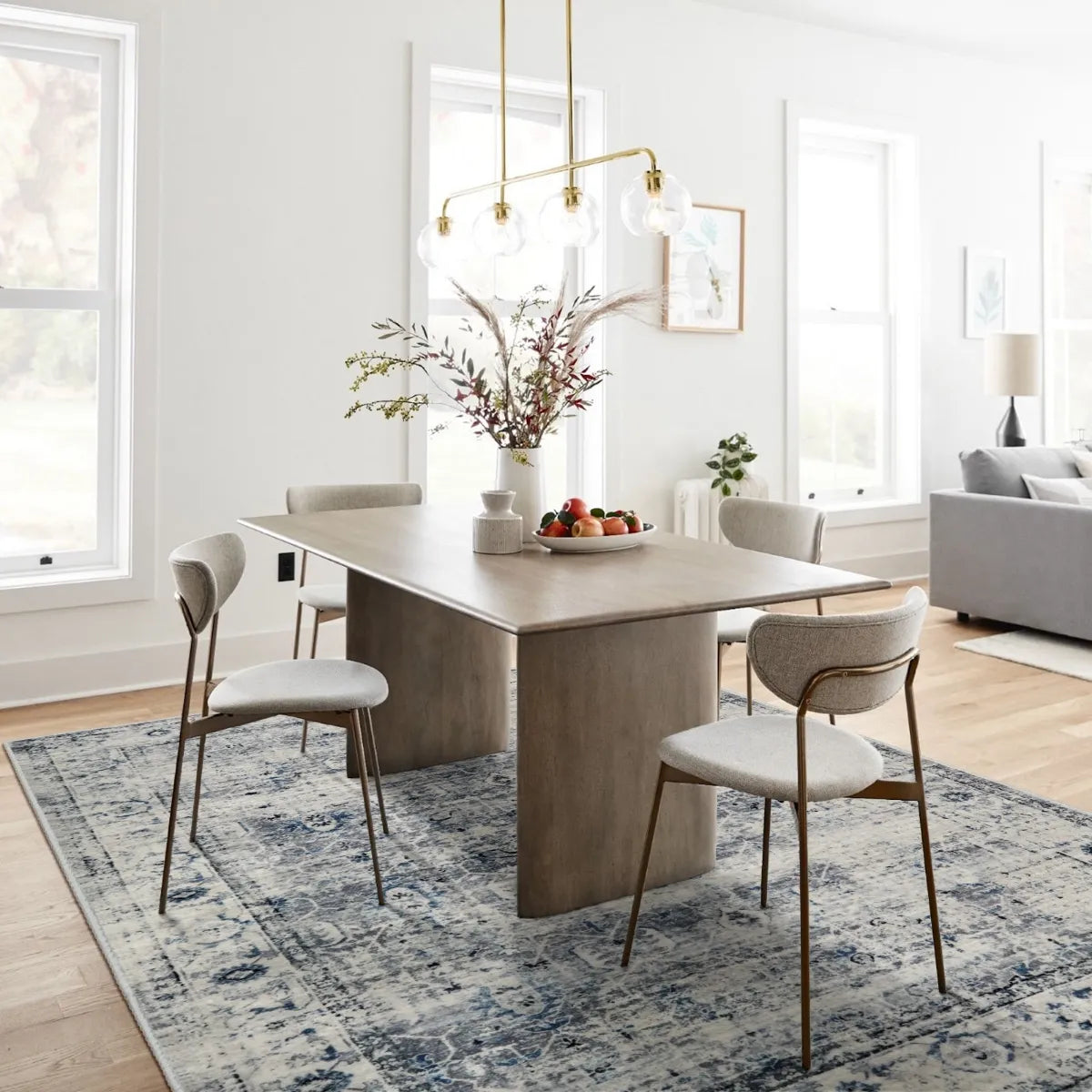 Lahome Washable Vintage Distressed Grey/Blue Clearance Rug for living room