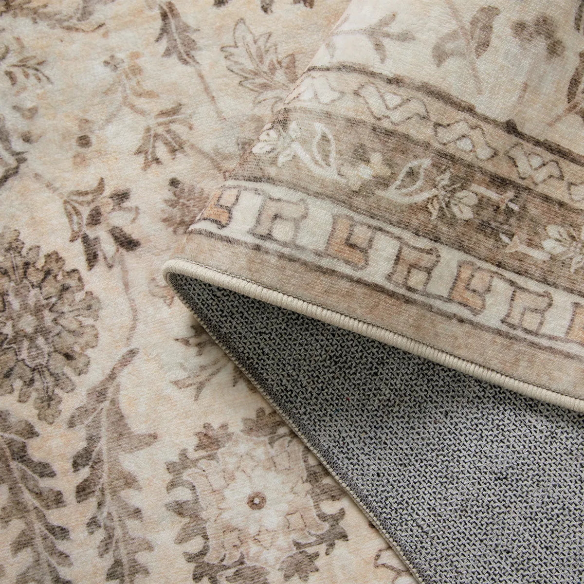 Mirae Washable Vintage Persian Ivory Rug Area Rugs Lahome