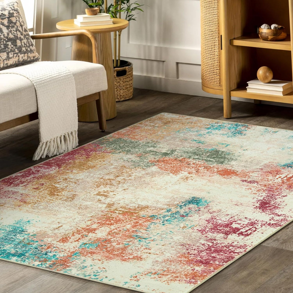 Mireille Washable Contemporary Modern Abstract Colorful Rug Area Rugs Lahome