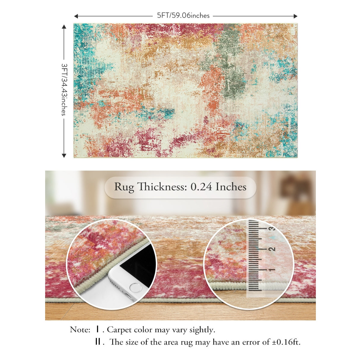Mireille Washable Contemporary Modern Abstract Colorful Rug Area Rugs Lahome