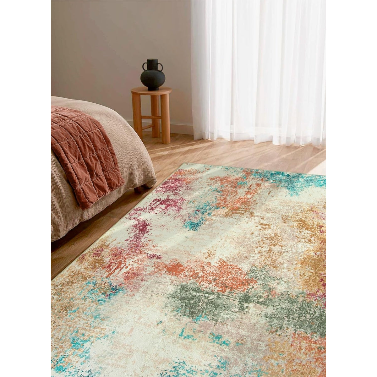 Mireille Washable Contemporary Modern Abstract Colorful Rug Area Rugs Lahome 5' x 7'