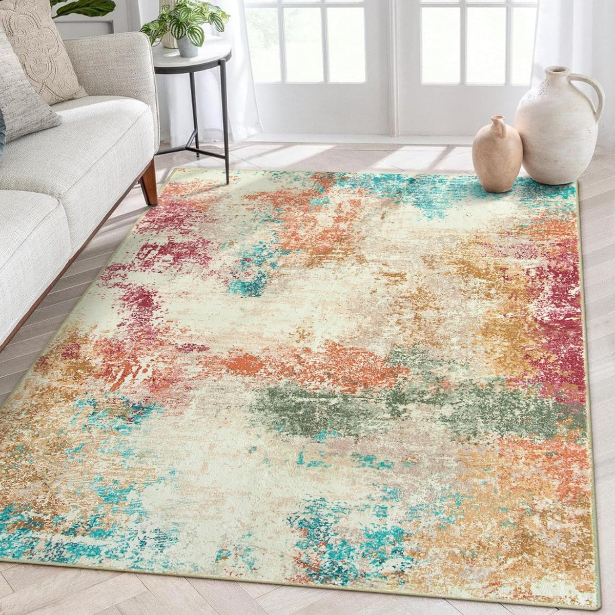 Mireille Washable Contemporary Modern Abstract Colorful Rug Area Rugs Lahome