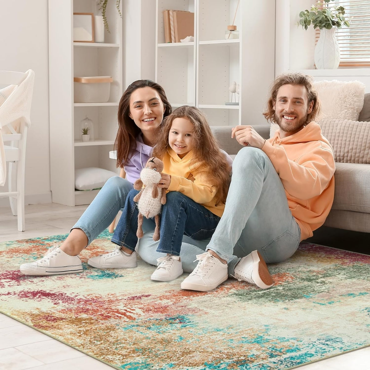 Mireille Washable Contemporary Modern Abstract Colorful Rug Area Rugs Lahome