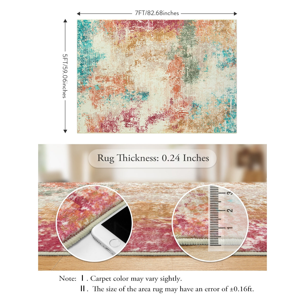 Mireille Washable Contemporary Modern Abstract Colorful Rug Area Rugs Lahome