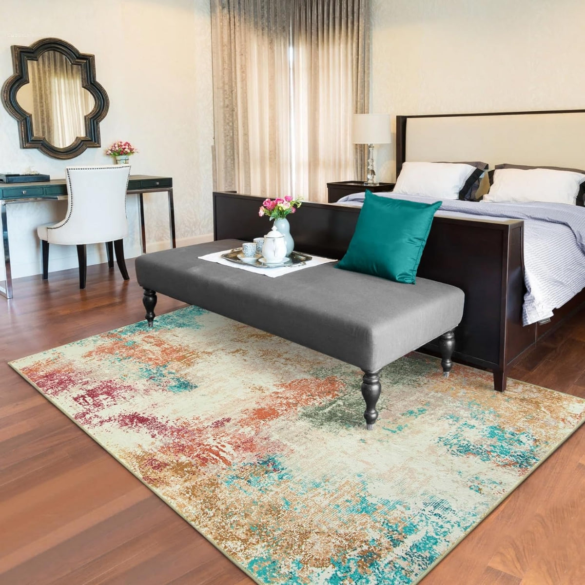 Mireille Washable Contemporary Modern Abstract Colorful Rug Area Rugs Lahome