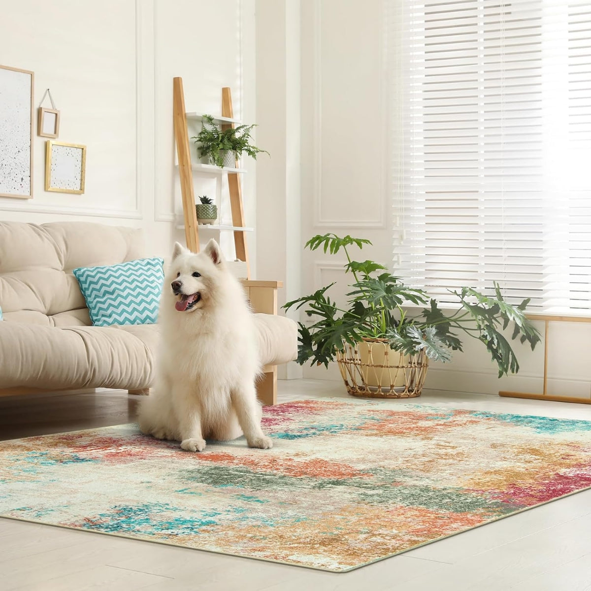 Mireille Washable Contemporary Modern Abstract Colorful Rug Area Rugs Lahome
