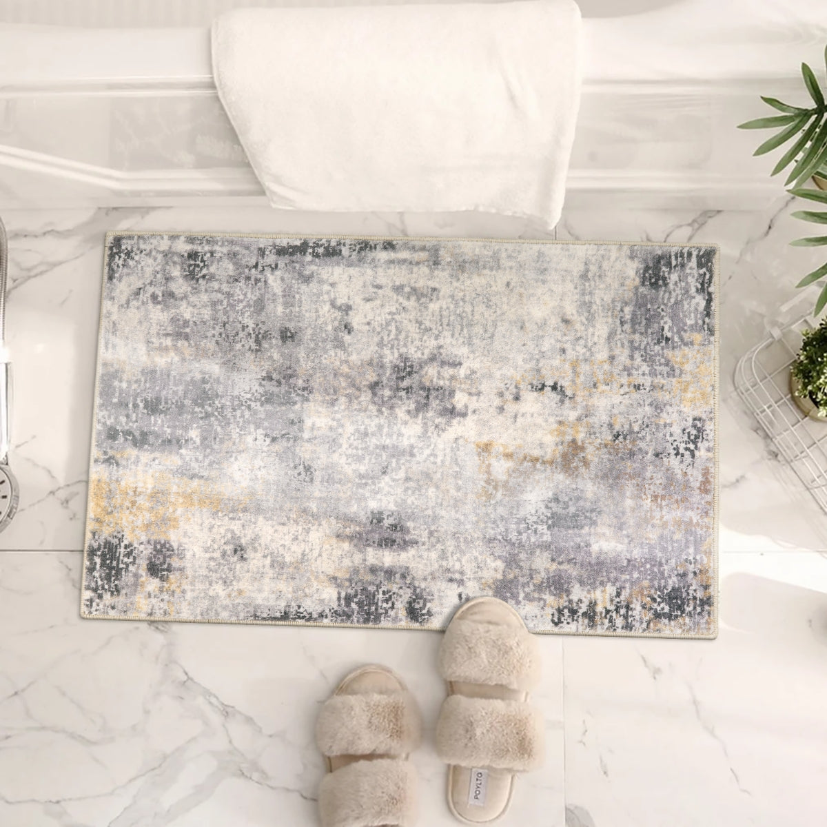 Etoile Washable Modern Abstract Grey/Beige/Yellow Rug Clearance Rugs Lahome 2' x 3'