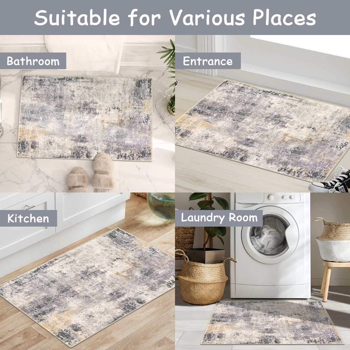 Etoile Washable Modern Abstract Grey/Beige/Yellow Rug Clearance Rugs Lahome