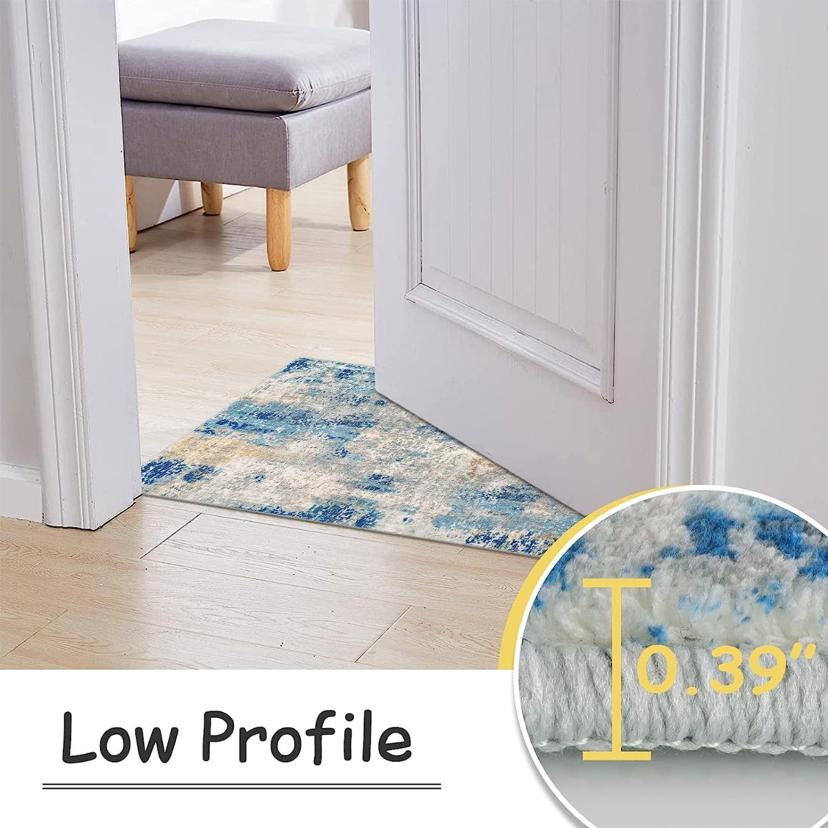 Etoile Washable Modern Abstract Blue/Yellow/Ivory Rug Area Rugs Lahome