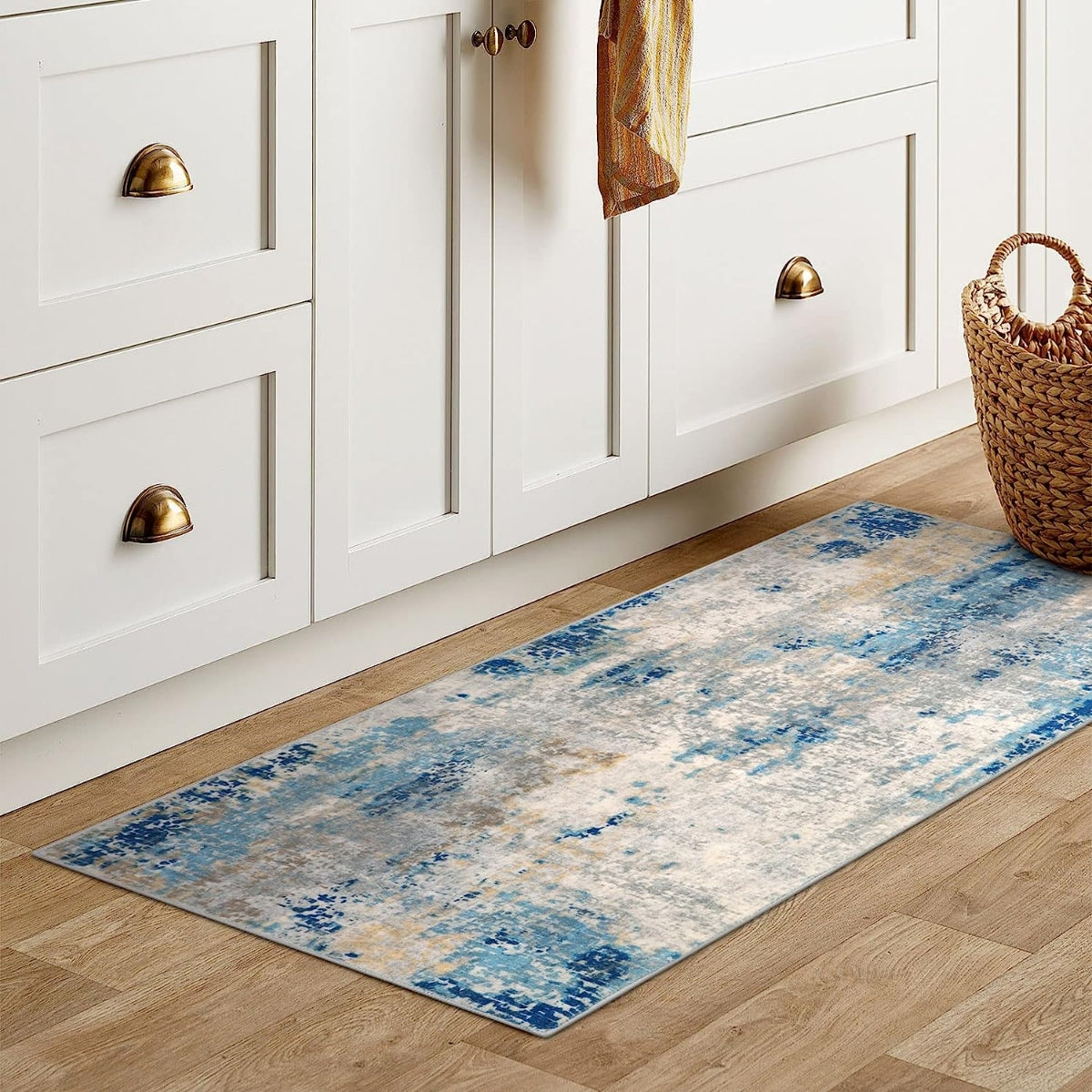Etoile Washable Modern Abstract Blue/Yellow/Ivory Rug Area Rugs Lahome