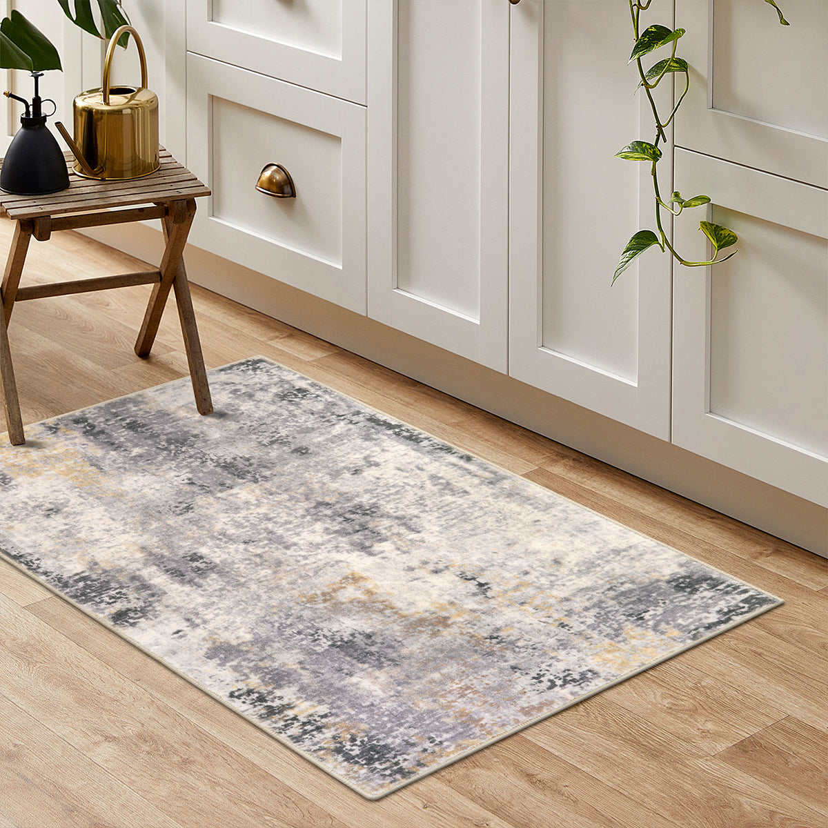 Etoile Washable Modern Abstract Grey/Beige/Yellow Rug Clearance Rugs Lahome