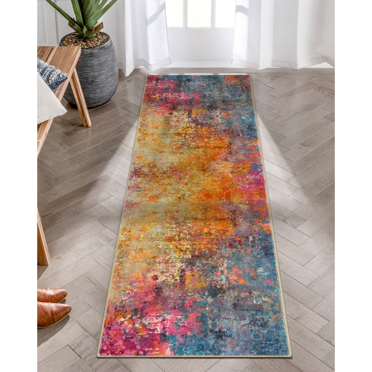 Etoile Washable Modern Abstract Galaxy Rug Area Rugs Lahome 2' x 8'