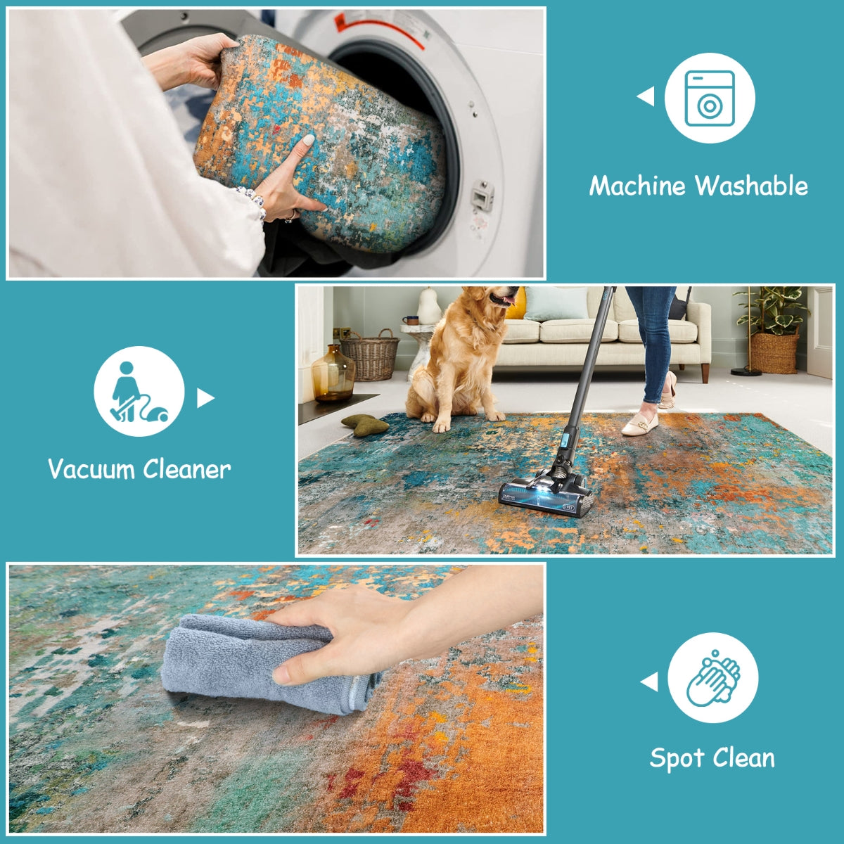 Etoile Washable Modern Abstract Rosy Clouds Area Rug Area Rugs Lahome