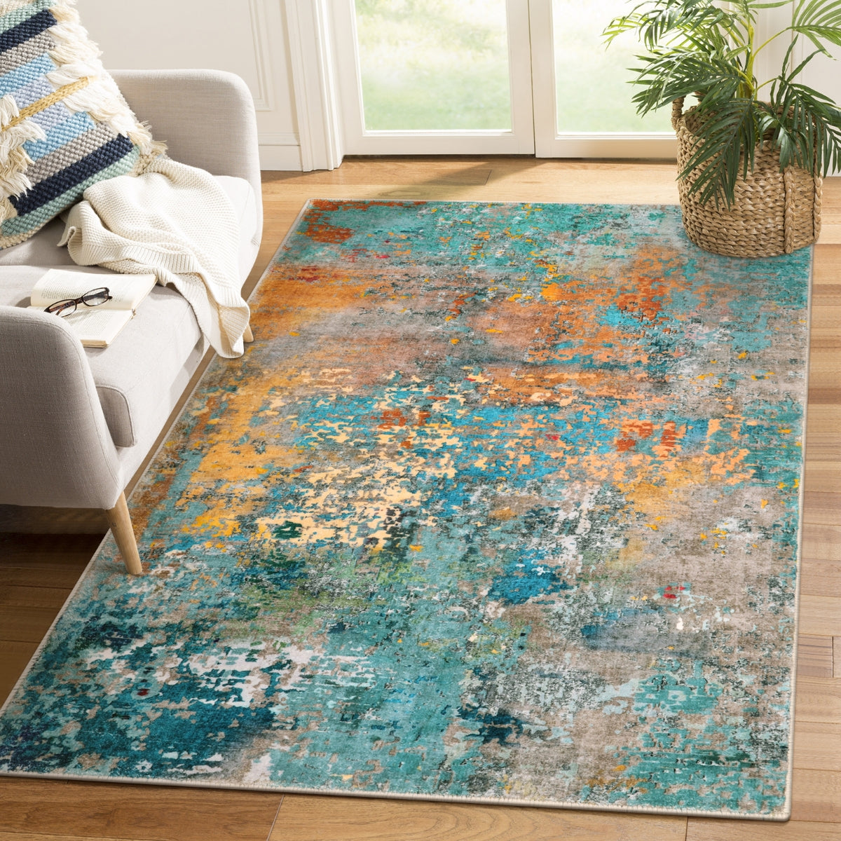 Etoile Washable Modern Abstract Rosy Clouds Area Rug Area Rugs Lahome 4' x 6'
