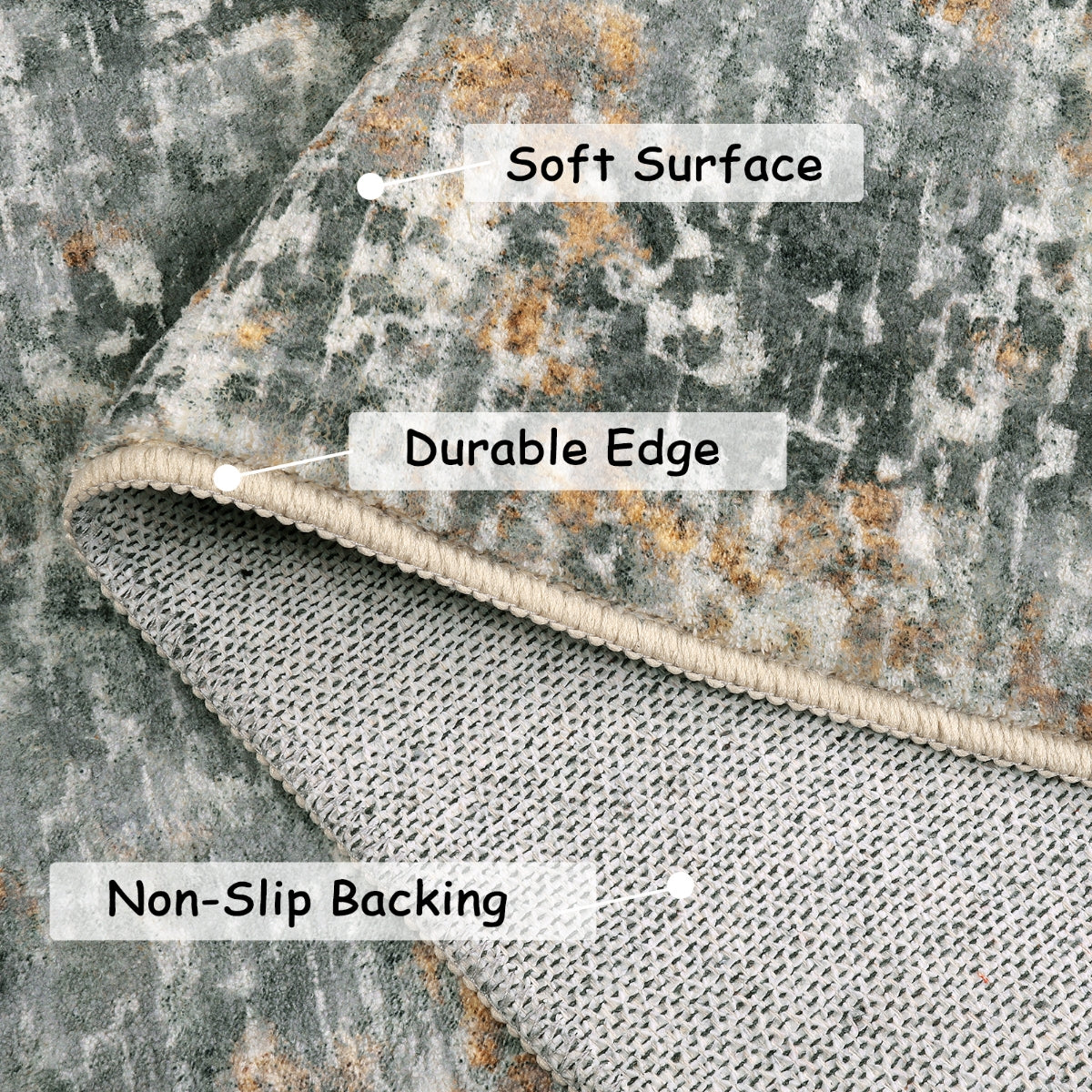 Etoile Washable Modern Abstract Grey/Beige/Yellow Rug Clearance Rugs Lahome