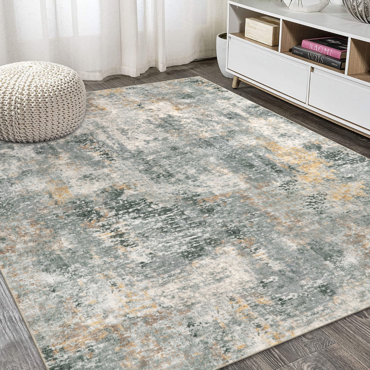 Etoile Washable Modern Abstract Grey/Beige/Yellow Rug Clearance Rugs Lahome