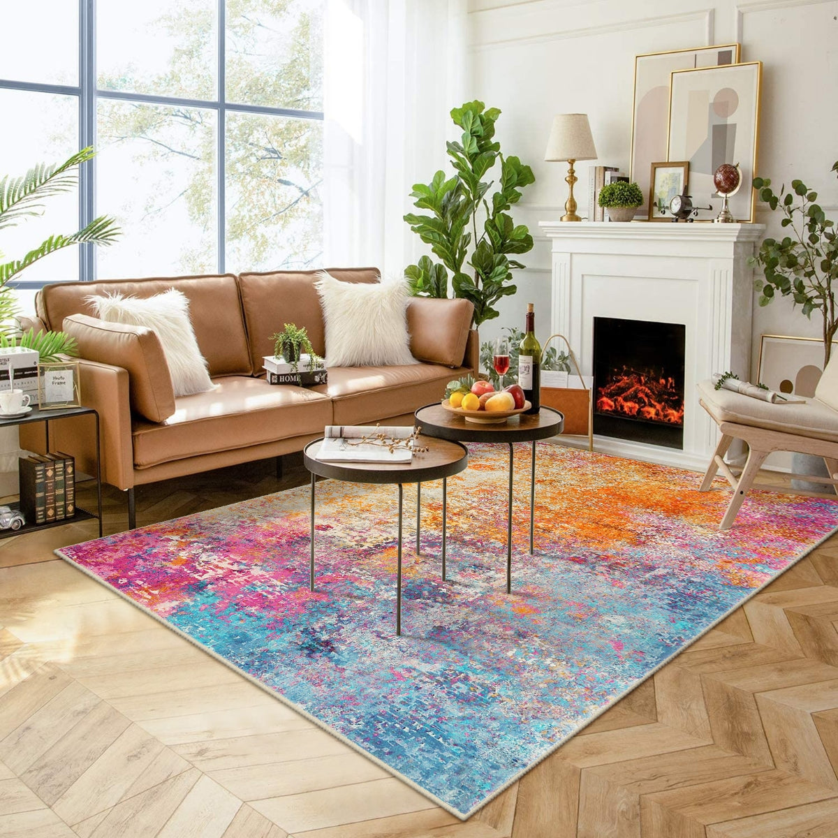Etoile Washable Modern Abstract Galaxy Rug Area Rugs Lahome 5' x 7'