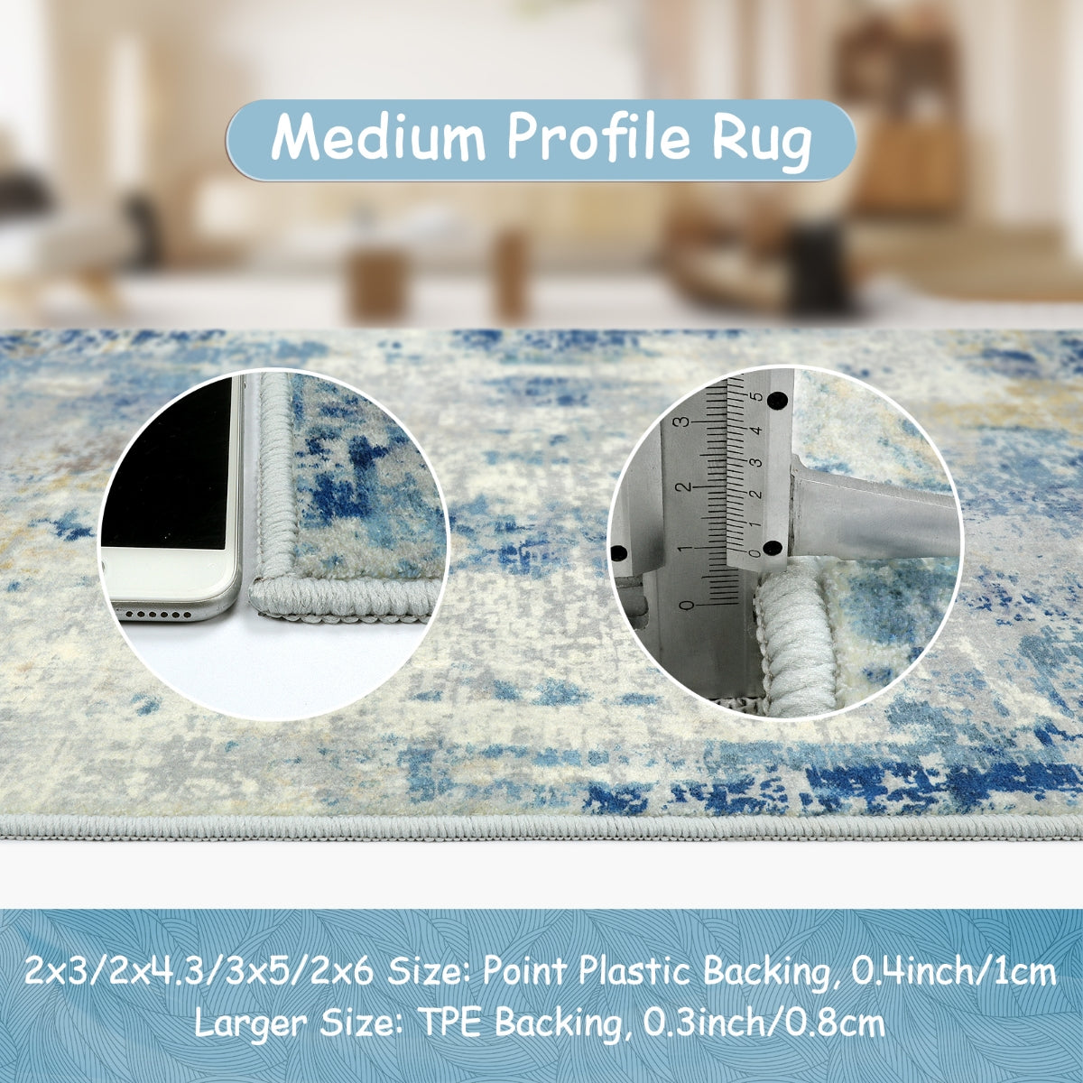 Etoile Washable Modern Abstract Blue/Yellow/Ivory Rug Area Rugs Lahome