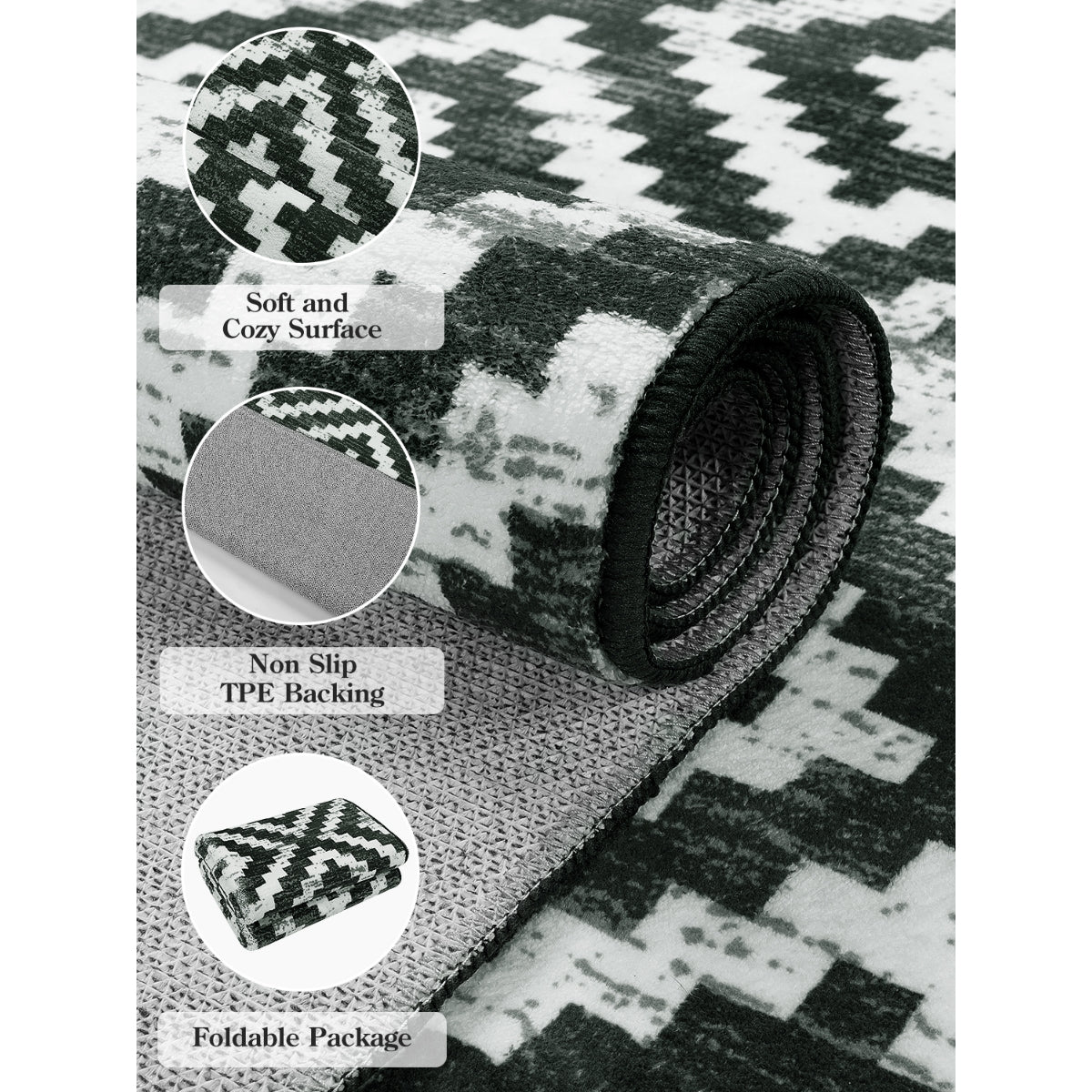 Clearance Joanne Washable Modern Moroccan Geometric Kilim Black Rug Clearance Rugs Lahome