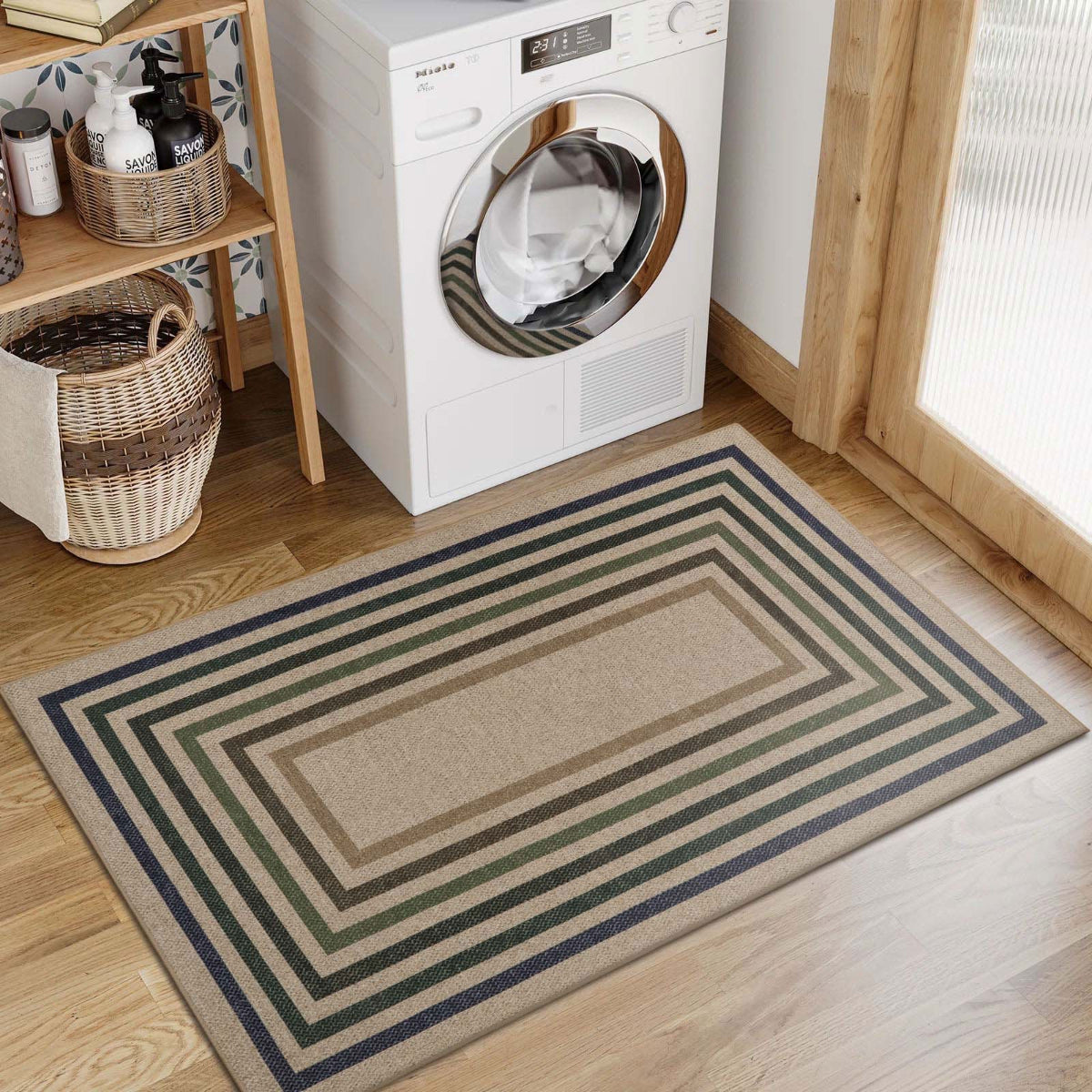 Liana Washable Modern Geometric Neutral Easy-Jute Colorful Indoor/Outdoor Rug Easy Jute Area Rug Lahome