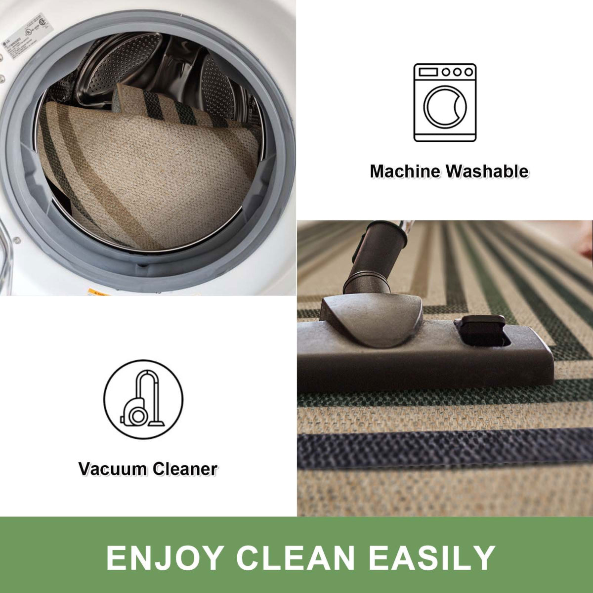 Liana Washable Modern Geometric Neutral Easy-Jute Colorful Indoor/Outdoor Rug Easy Jute Area Rug Lahome