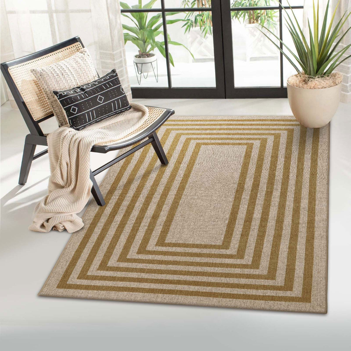 Liana Washable Modern Geometric Neutral Easy-Jute Colorful Indoor/Outdoor Rug Easy Jute Area Rug Lahome