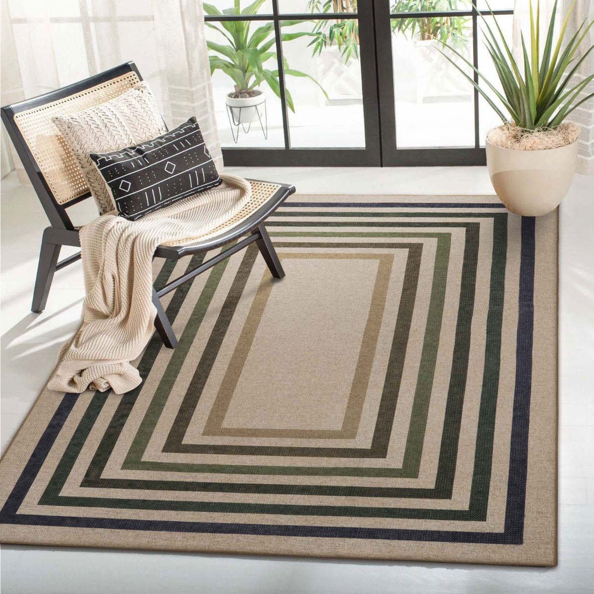 Liana Washable Modern Geometric Neutral Easy-Jute Colorful Indoor/Outdoor Rug Easy Jute Area Rug Lahome