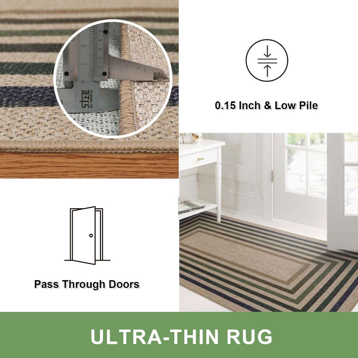 Liana Washable Modern Geometric Neutral Easy-Jute Colorful Indoor/Outdoor Rug Easy Jute Area Rug Lahome