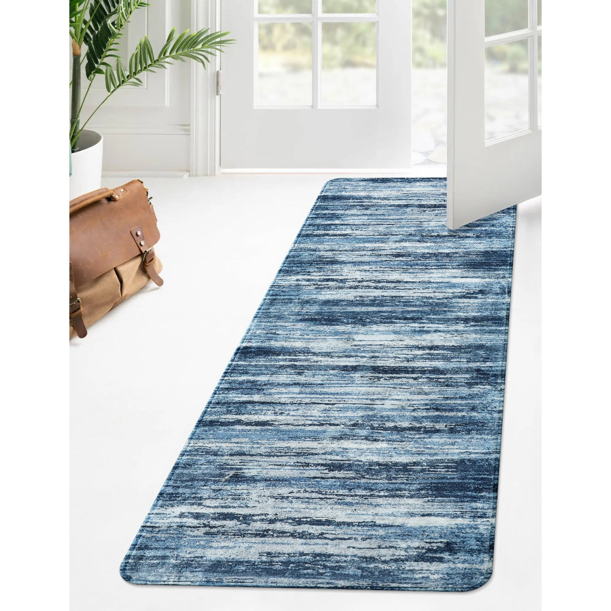 Clearance Nadia Washable Modern Ombre Abstract 2x6 Blue Rug Clearance Rugs Lahome