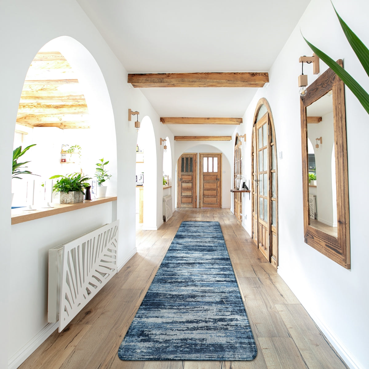 Clearance Nadia Washable Modern Ombre Abstract 2x6 Blue Rug Clearance Rugs Lahome