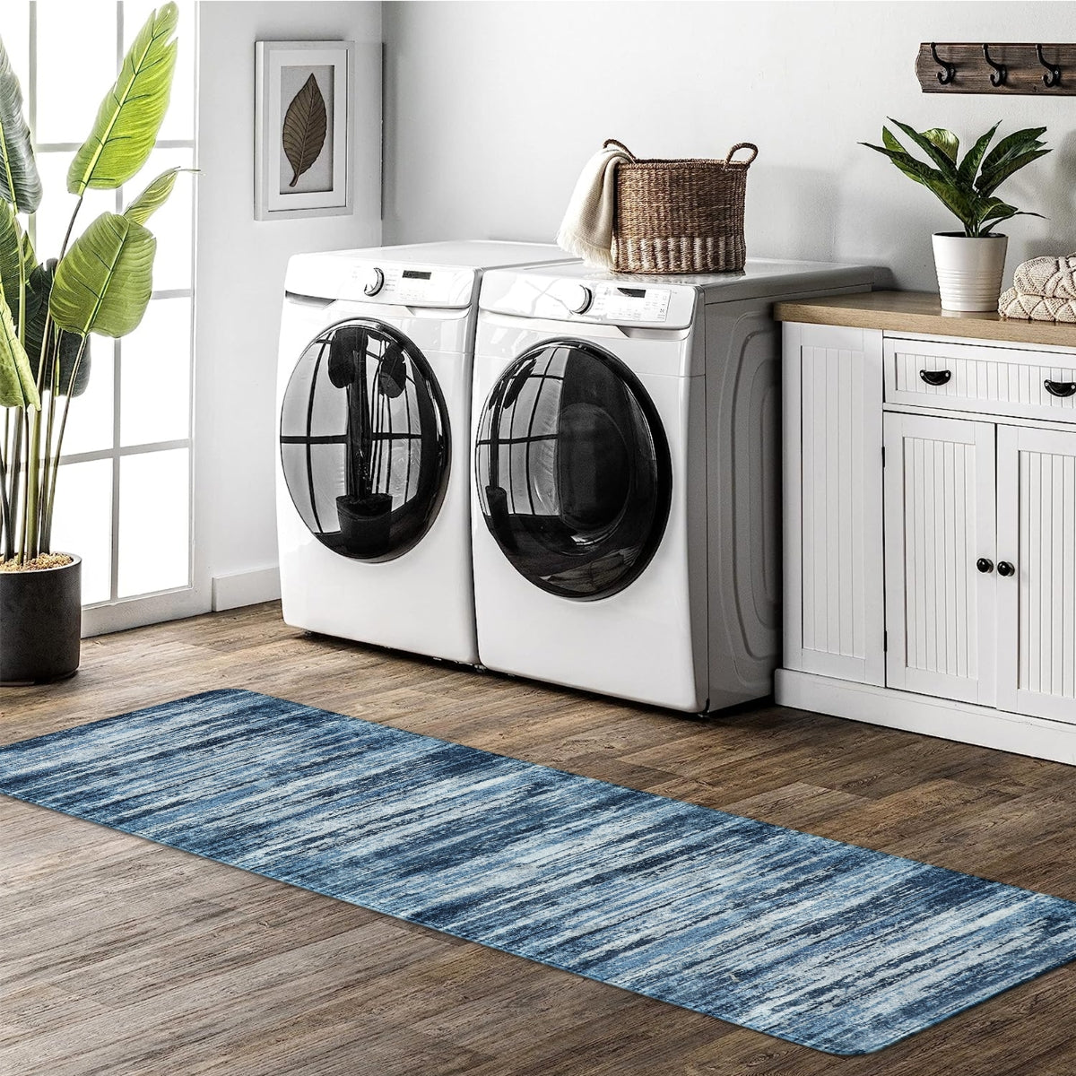 Clearance Nadia Washable Modern Ombre Abstract 2x6 Blue Rug Clearance Rugs Lahome