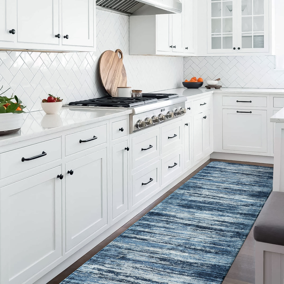 Clearance Nadia Washable Modern Ombre Abstract 2x6 Blue Rug Clearance Rugs Lahome