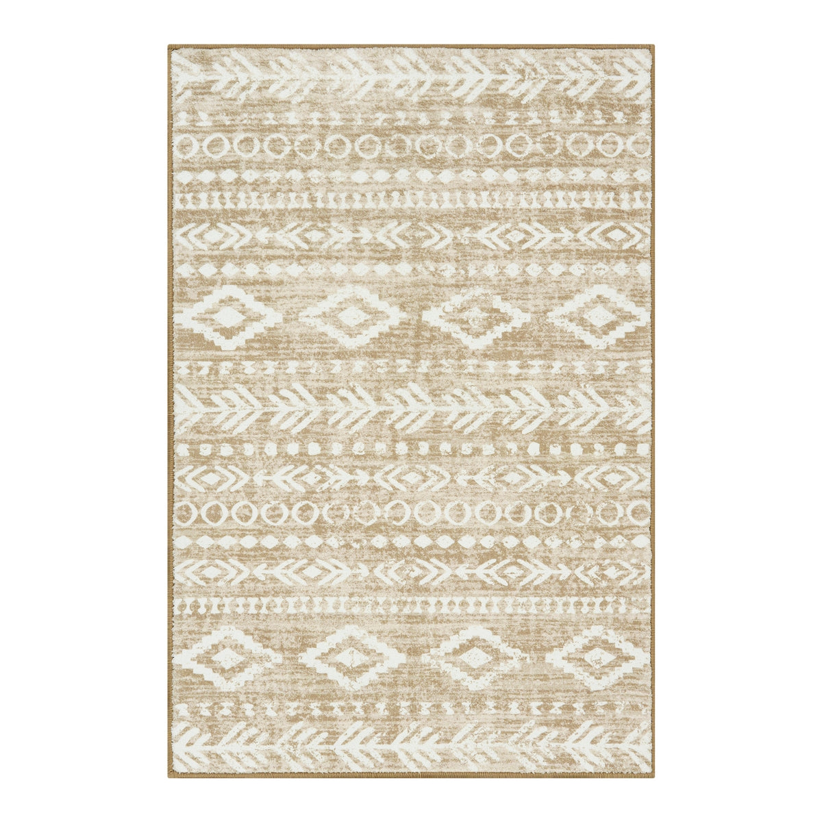 Varena Washable Modern Rustic Farmhouse Moroccan Tribal Tan/White Rug Area Rugs Lahome