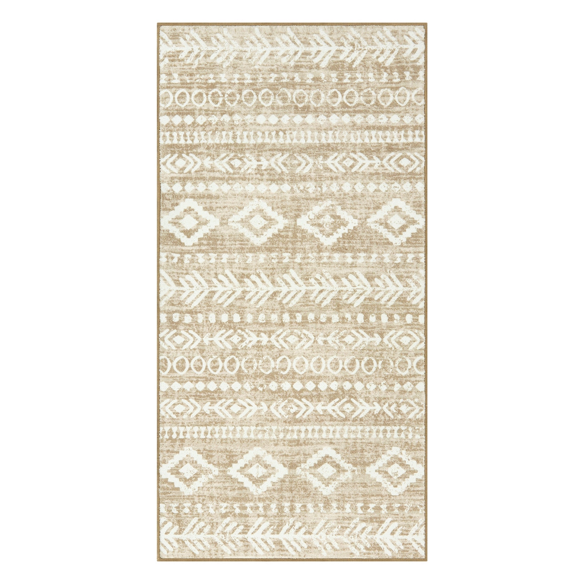 Varena Washable Modern Rustic Farmhouse Moroccan Tribal Tan/White Rug Area Rugs Lahome