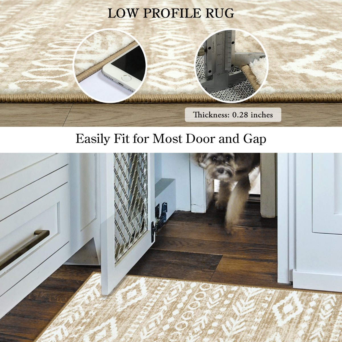 Varena Washable Modern Rustic Farmhouse Moroccan Tribal Tan/White Rug Area Rugs Lahome