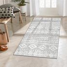 Varena Washable Modern Rustic Farmhouse Moroccan Tribal Grey/White Rug Area Rugs Lahome