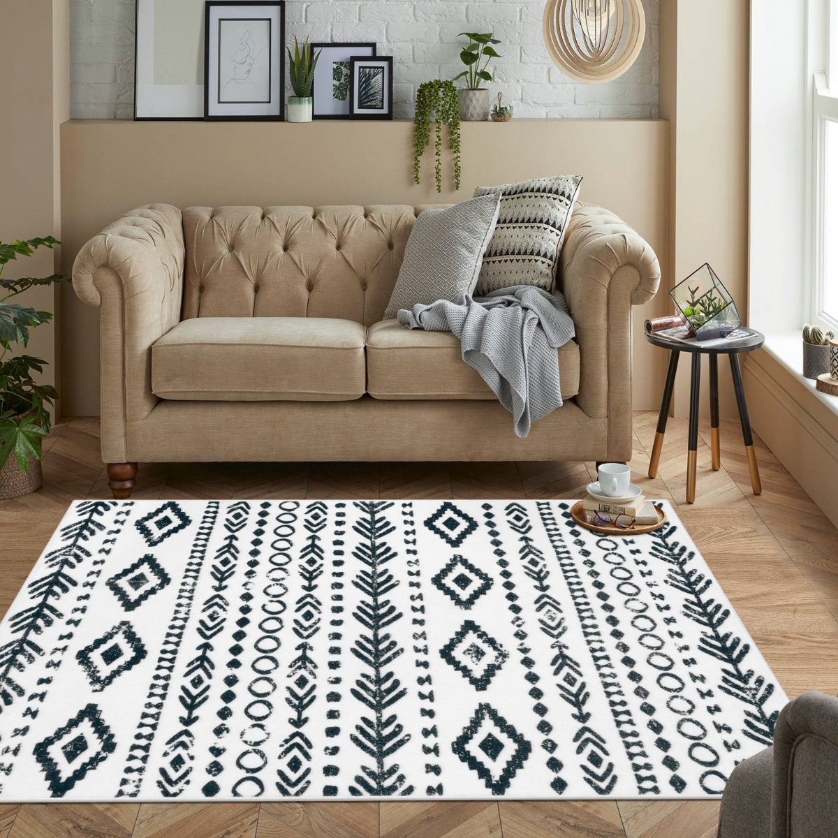 Modern Rustic Farmhouse Moroccan Tribal Style Rug