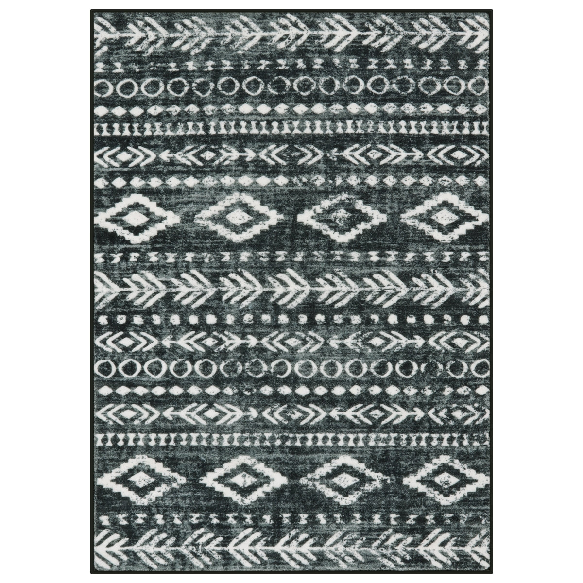 Varena Washable Modern Rustic Farmhouse Moroccan Tribal Black/White Rug Area Rugs Lahome