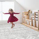 Varena Washable Modern Rustic Farmhouse Moroccan Tribal Grey/White Rug Area Rugs Lahome