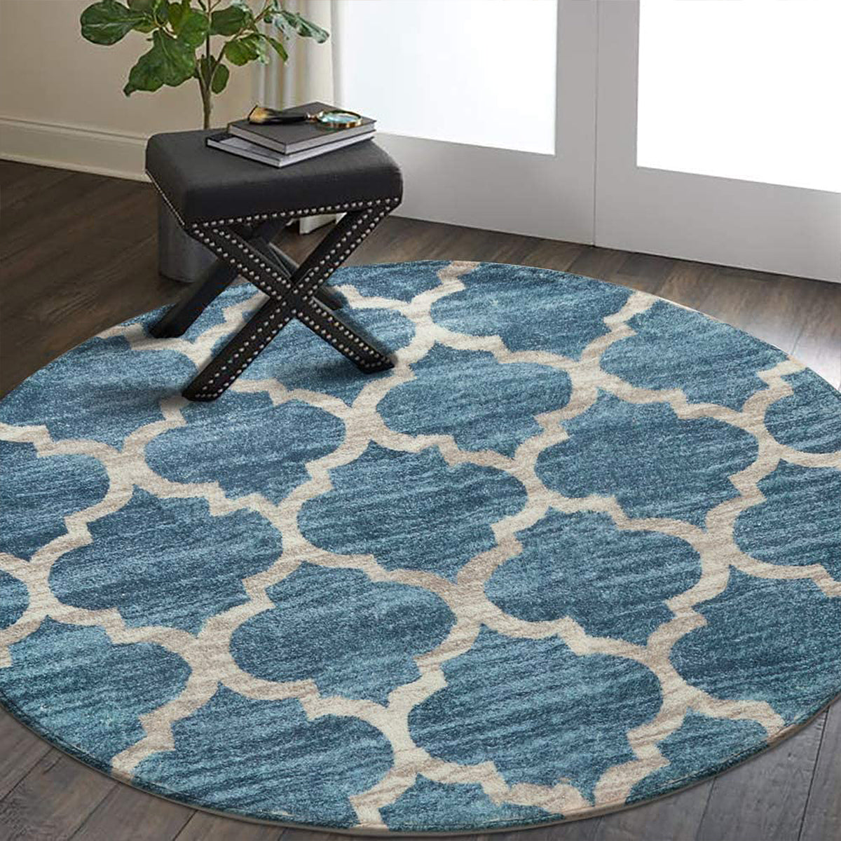 Meline Washable Classic Moroccan Trellis Fathom Blue Rug Clearance Rugs Lahome