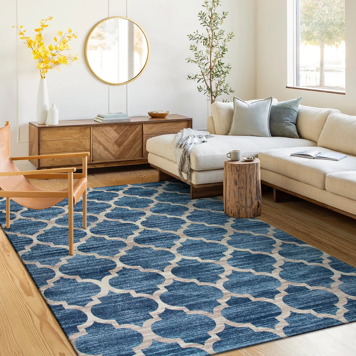 Meline Washable Classic Moroccan Trellis Fathom Blue Rug Clearance Rugs Lahome