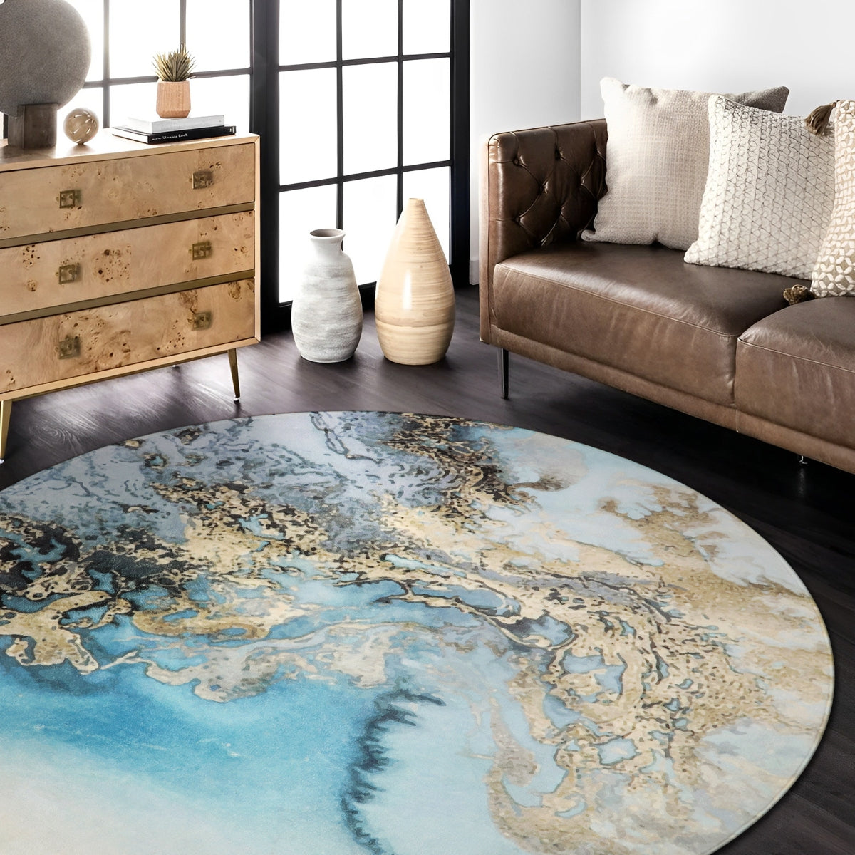 Deniz Marble Ocean Wave Area Rug