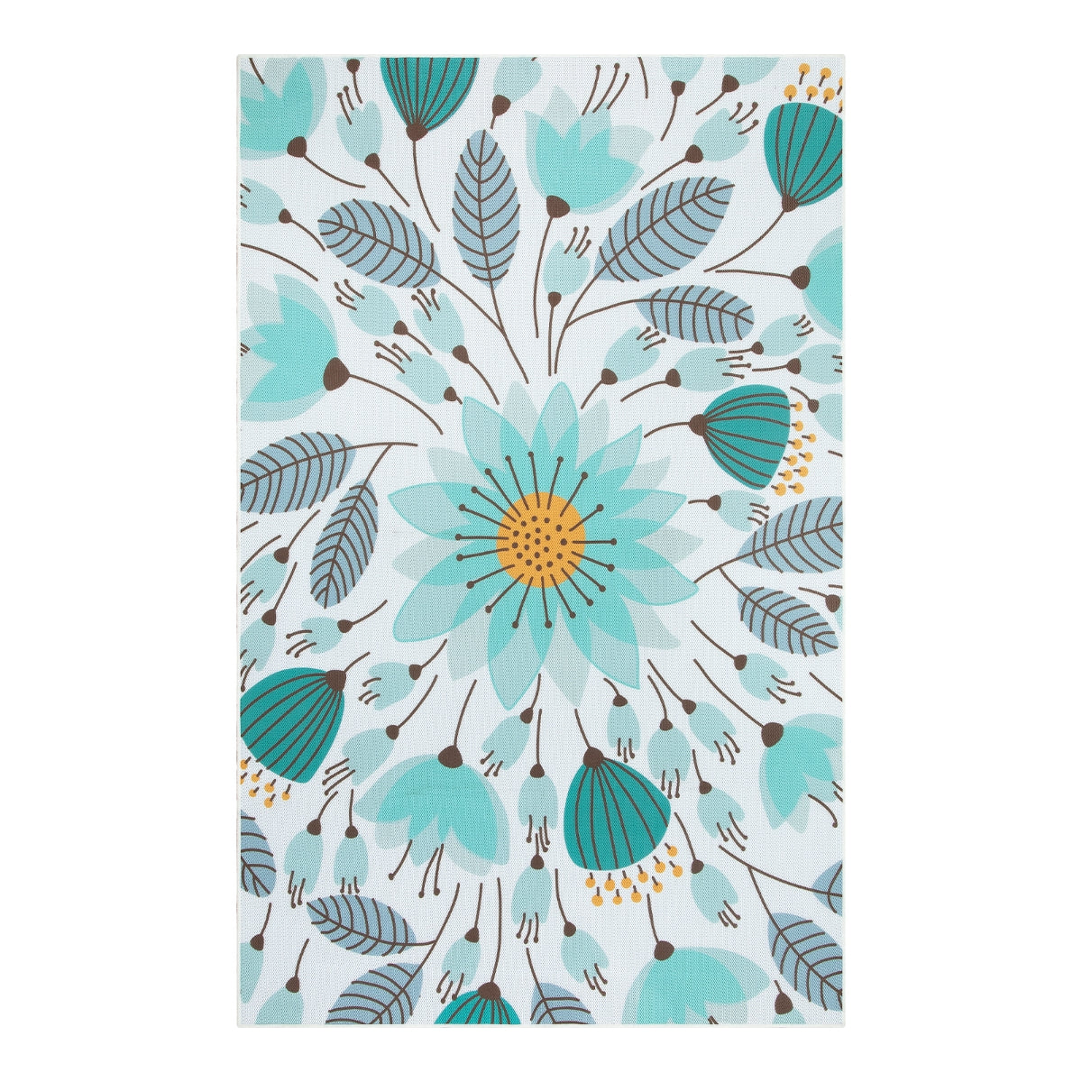 Soleil Washable Floral Blue Indoor Outdoor Rug Outdoor Rugs Lahome