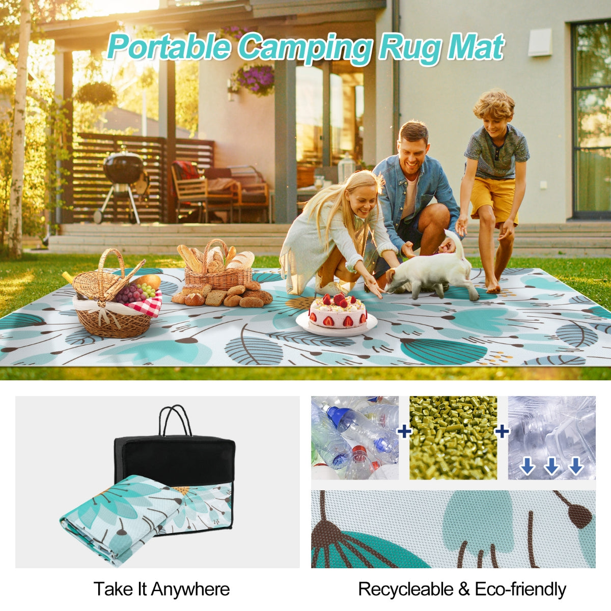 Soleil Washable Floral Blue Indoor Outdoor Rug Outdoor Rugs Lahome